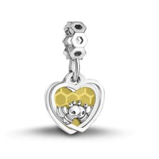 Honey Bee Hive Queen Bee Love Heart Charm Bracelet Bead Sterling Silver 925
