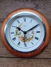 St Michael Marks & Spencer Vintage Autumn Leaves Pine Wall Clock Tested Working