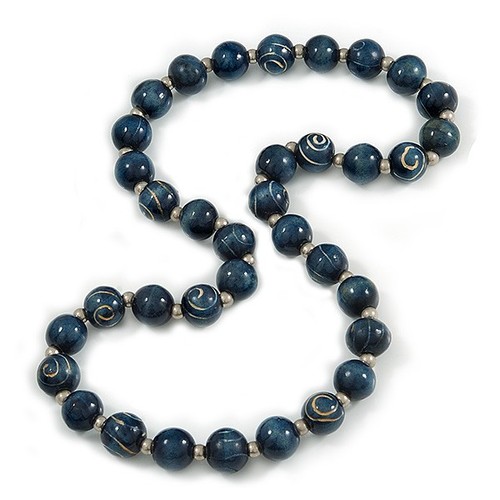 Chunky round wooden bead - round, long