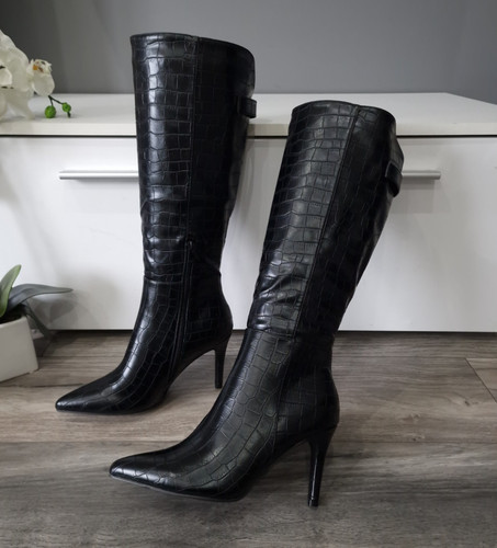 Womens black croc - womens, croc-embossed