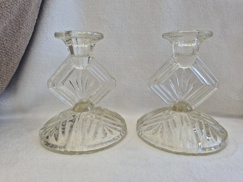 Art deco glass candlestick - 2,