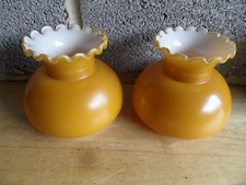 2 Caramel Vintage Glass Oil Lamp Shades Tulip -  Duplex/Veritas
