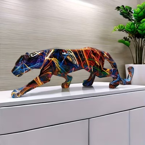 Resin leopard print statue - leopard,