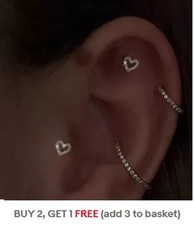 Helix Stud Heart Crystal Labret Tragus Cartilage Piercing 16g Flatback earrings