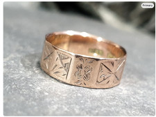 Antique 9ct ROSE GOLD RING, band - Chester Hallmarks c 1884  size N (6.5) - 2.5g
