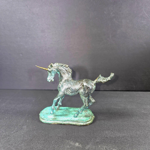 Bronze unicorn sculpture - bronze,