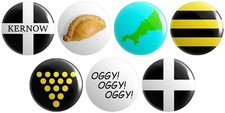 7 x Cornwall BUTTON PIN BADGES