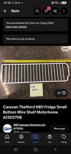 Caravan thetford n80 fridge - caravan,