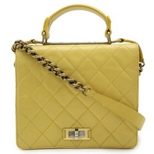 CHANEL Chanel 2.55 Matelasse Chain Shoulder Bag Handbag Leather Yellow
