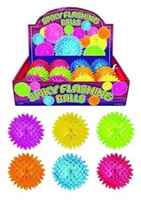 Flashing LED Light Up Spikey Balls Bouncy Colourful Ball Sensory Toy- Pack of 12