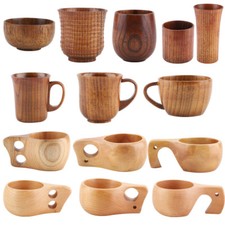 Wooden Wood Cup Primitive Handmade Natural Wood Coffee Tea Beer  Milk Mug New
