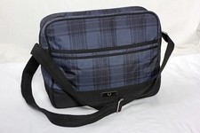 Fred Perry Shoulder Bag Small Laptop Blue Black Check 16" Zip & Flap Pocket VGC!