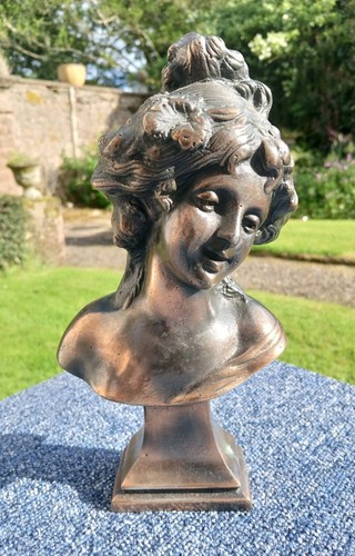 Bronze art nouveau style bust - bronze,