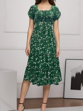 Womens Floral Boho Midi Dress