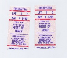 2 Old Used Point of Grace Concert Ticket Stubs YES FM Stranahan Theatre May 1995