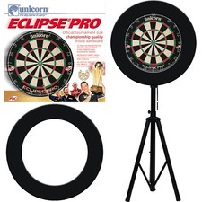 Darts Travel Stand Tripod Board Holder + Unicorn Eclipse Dartboard + Surround