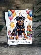 Personalised Pet Rottweiler Happy Birthday Card Dog Mum Dad Nan Sister Brother