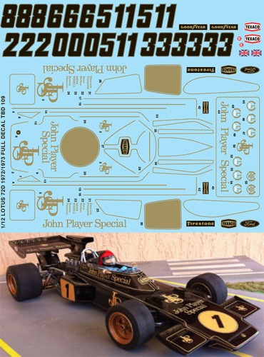 Decals for lotus 72d 1972 - 1/12,