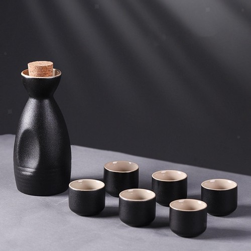 Ceramic sake pot cups set - sake,