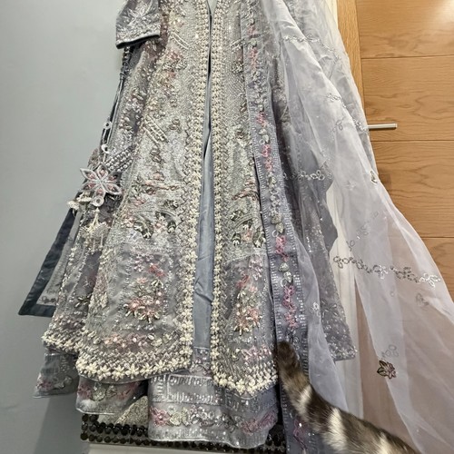Party outfit anarkali grey - outfit,