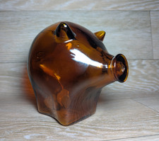 Mid Century Amber Glass Pig