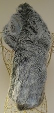Vintage Faux Fur Shawl Collar Scarf Fluffy Stole Loop To Fasten Silver-Grey OSFA