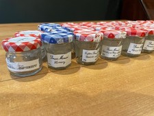 37 x Mini Bonne Maman 30g Glass Jam Jars Red Gingham Lids Empty for Crafts Gift