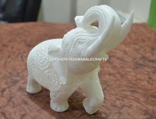 5" White Marble Elephant