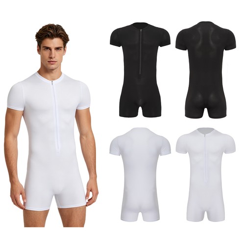 Men silky stretchy romper - silky,