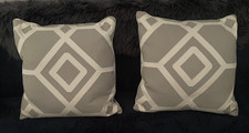 Next 2 x Silver Grey Woven Geo Cushions 50x50cm Pads Included Excellent Cond