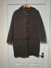 Gloverall Women's Brown Wool Duffle Toggle Coat Plaid Lined Size M/L