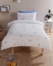 Dinosaur Fun Kids Boys Single Duvet Cover Set White Nursery Quilt Cover New