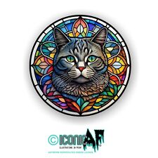 LARGE British Shorthair Cat Stained Glass Window Effect Vinyl Sticker Decal