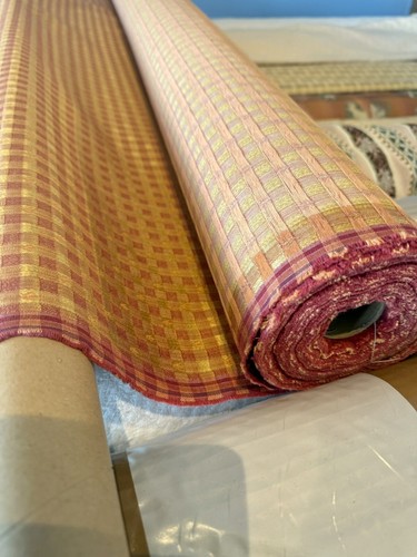 Red gold checkered fabric - red, sofa