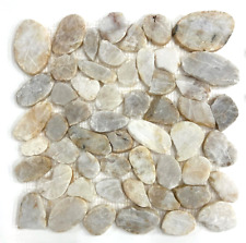Creamy Sand Onyx Mix Marble 12x12 Flat Pebble Stone Mosaic Floor and Wall Tile