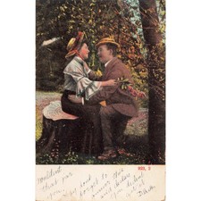 Antique 1908 Postcard Couple