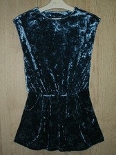 Next Girls Teal Blue Velour Shortie Party Playsuit Jump Suit Age 6 116cm