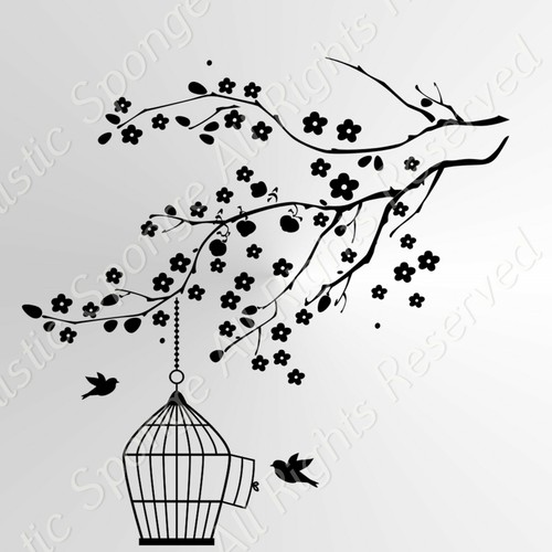 Bird with cage branch - cage, big