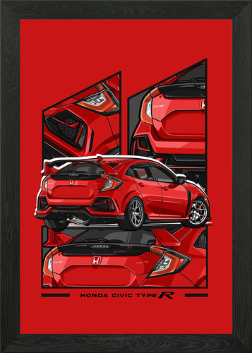 Honda civic type red - r, framed