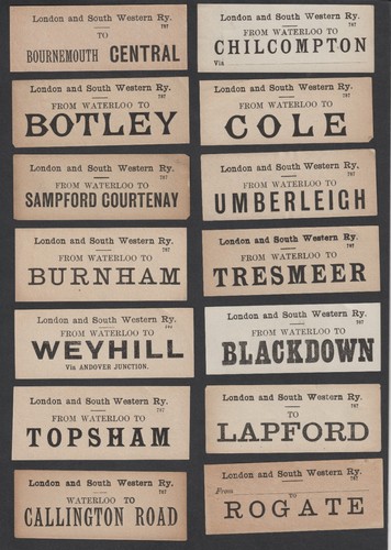 Fourteen old luggage labels - luggage,