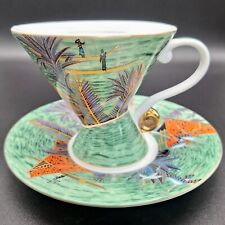 The Leonardo Collection - Tennis Cup & Saucer Set - Green Egyptian Themed 
