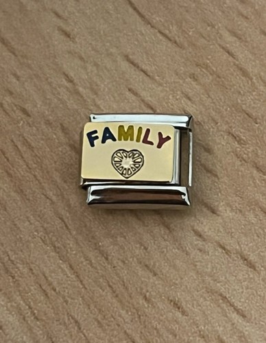 New gold enamel family charm - enamel,