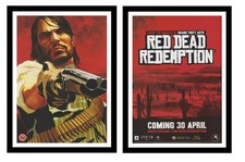 x2 Pair Of Red Dead Redemption Framed Original Video Game Promo Poster Prints A4
