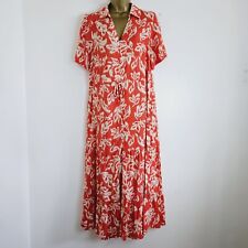NEW Ex WALLIS 14-20 Red Ivory White Floral Print Maxi Shirt Dress
