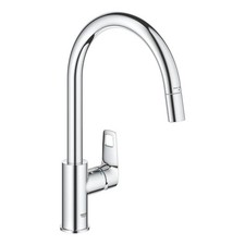 Grohe Kitchen Mixer Tap Pull-Out Chrome C-Spout Single Lever Swivel Modern