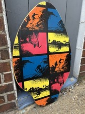 Plywood Skimboard, funky graphics, swallowtail shape