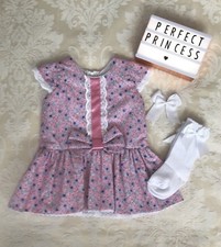 Spanish/Romany Floral Dress, Knee High Socks and Hair Bow, Baby/Girl, Party