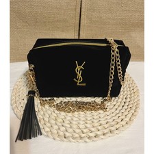 YSL Yves Saint Laurent Beaute Black Velvet Makeup / Cosmetic Pouch / Xbody bag