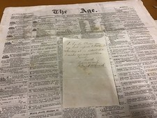 Old Newspaper 1856 Includes