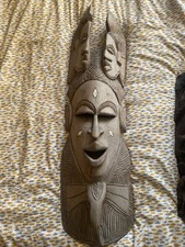 African wooden head bust - african,